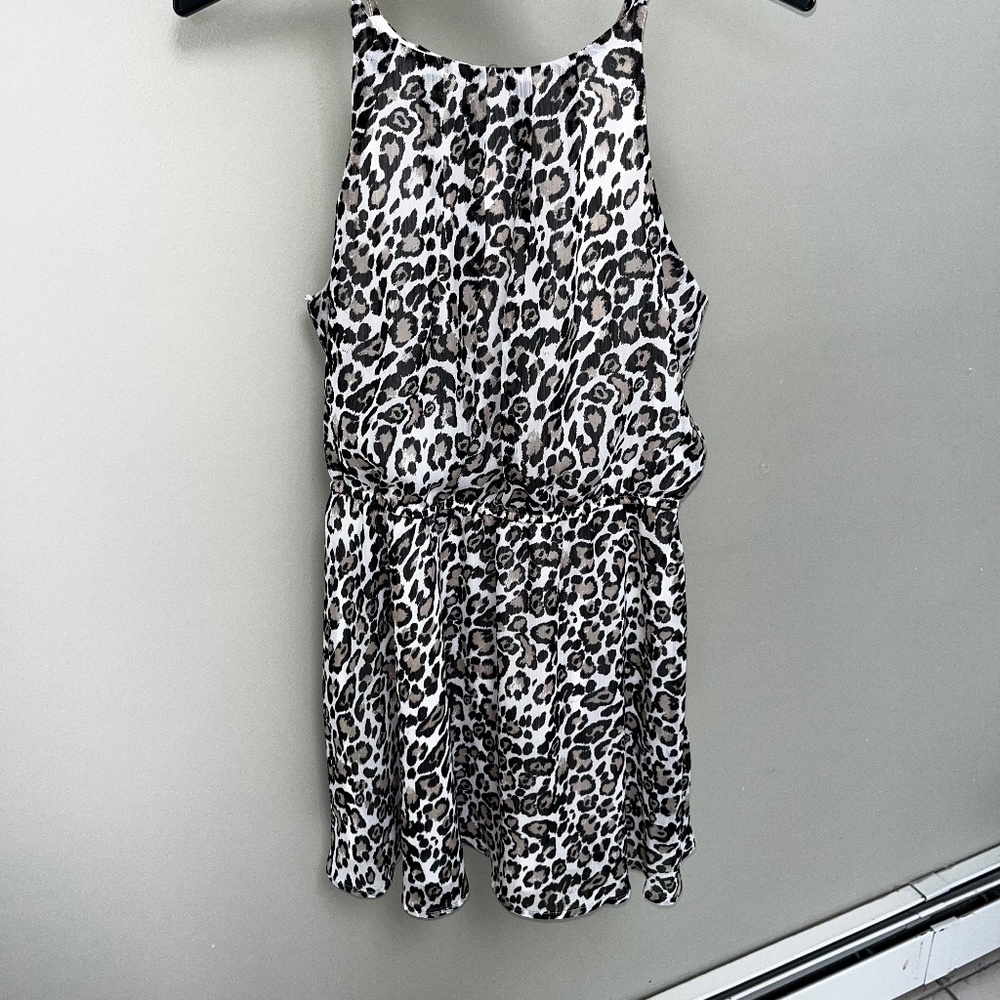 Francesca’s Blue Rain Leopard Print Chiffon Dress/Size Medium